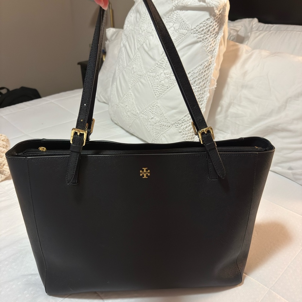Tory Burch Black Tote with Gold Accents